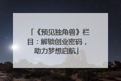 《预见独角兽》栏目：解锁创业密码，助力梦想启航