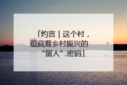 灼言｜这个村，蕴藏着乡村振兴的“留人”密码