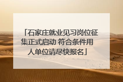 石家庄就业见习岗位征集正式启动 符合条件用人单位请尽快报名