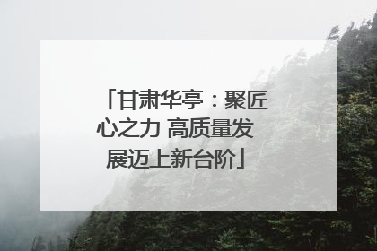 甘肃华亭：聚匠心之力 高质量发展迈上新台阶