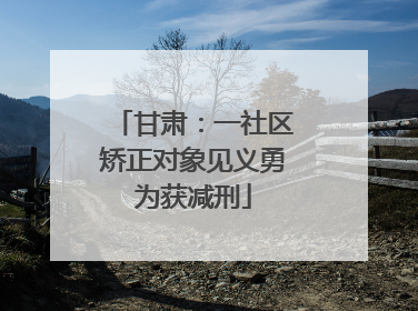 甘肃：一社区矫正对象见义勇为获减刑