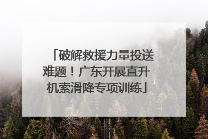 破解救援力量投送难题！广东开展直升机索滑降专项训练