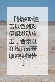 俄罗斯谴责以色列对伊朗发动攻击，普京以在线方式获取冲突报告