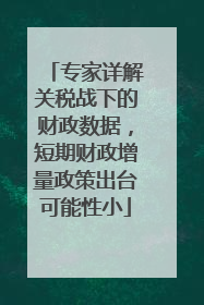 专家详解关税战下的财政数据，短期财政增量政策出台可能性小