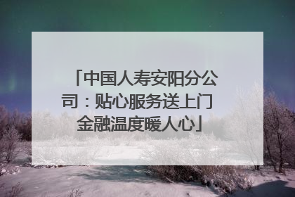 中国人寿安阳分公司：贴心服务送上门 金融温度暖人心