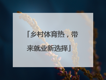 乡村体育热，带来就业新选择