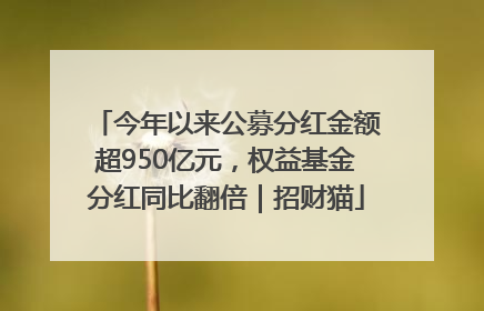 今年以来公募分红金额超950亿元，权益基金分红同比翻倍｜招财猫
