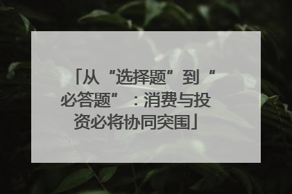 从“选择题”到“必答题”：消费与投资必将协同突围