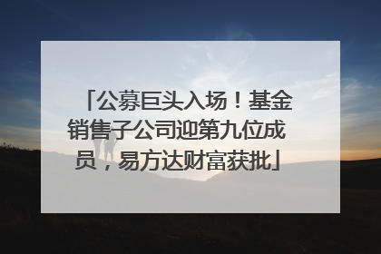 公募巨头入场！基金销售子公司迎第九位成员，易方达财富获批
