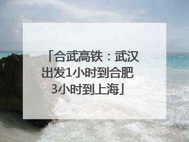 合武高铁：武汉出发1小时到合肥3小时到上海