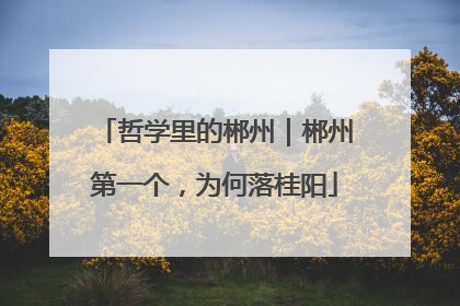 哲学里的郴州｜郴州第一个，为何落桂阳