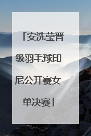 安洗莹晋级羽毛球印尼公开赛女单决赛