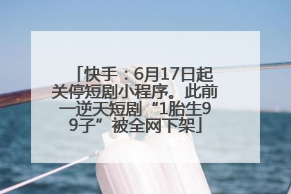 快手：6月17日起关停短剧小程序。此前一逆天短剧“1胎生99子”被全网下架