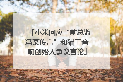 小米回应“前总监冯某传言”和猫王音响创始人争议言论