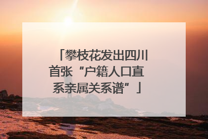 攀枝花发出四川首张“户籍人口直系亲属关系谱”