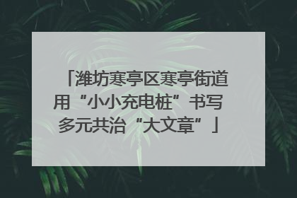 潍坊寒亭区寒亭街道用“小小充电桩”书写多元共治“大文章”