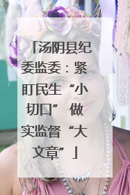 汤阴县纪委监委：紧盯民生“小切口” 做实监督“大文章”