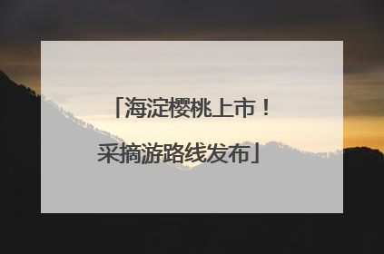 海淀樱桃上市！采摘游路线发布