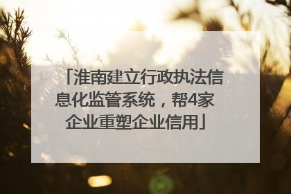淮南建立行政执法信息化监管系统，帮4家企业重塑企业信用