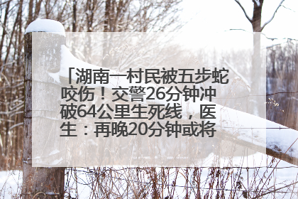 湖南一村民被五步蛇咬伤！交警26分钟冲破64公里生死线，医生：再晚20分钟或将呼吸肌麻痹