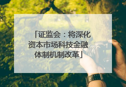 证监会：将深化资本市场科技金融体制机制改革