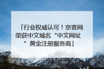行业权威认可！京客网荣获中文域名“中文网址”黄金注册服务商