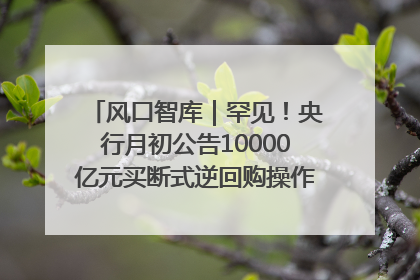 风口智库｜罕见！央行月初公告10000亿元买断式逆回购操作，什么信号？