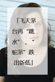 飞天茅台再“跳水”，“蛇茅”跌出新低