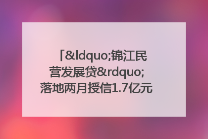 “锦江民营发展贷”落地两月授信1.7亿元，惠及118家民企